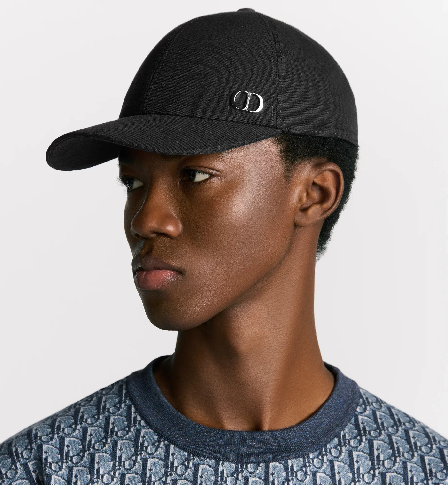 Dior CD Icon cap in black/gray with a metallic CD