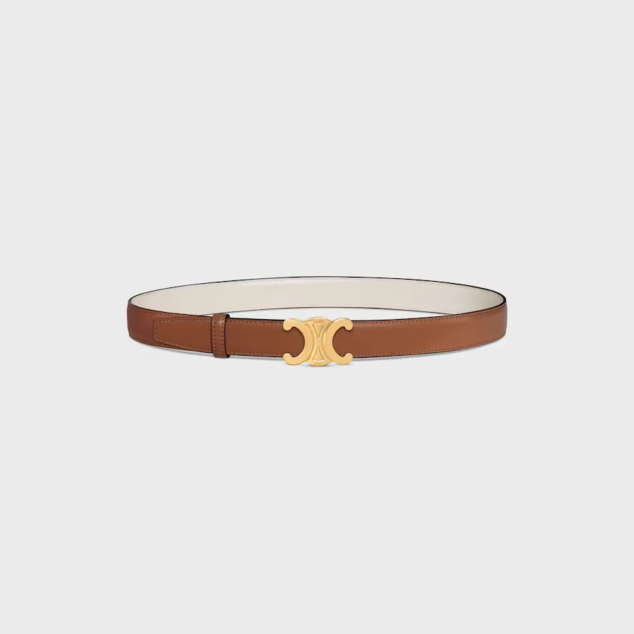 Celine Triomphe 25mm belt styled with classic denim