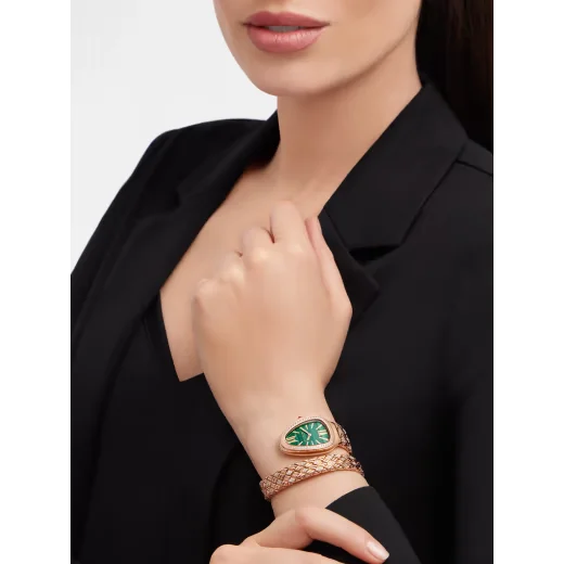 BVLGARI Serpenti Spiga watch with Malachite dial and diamonds