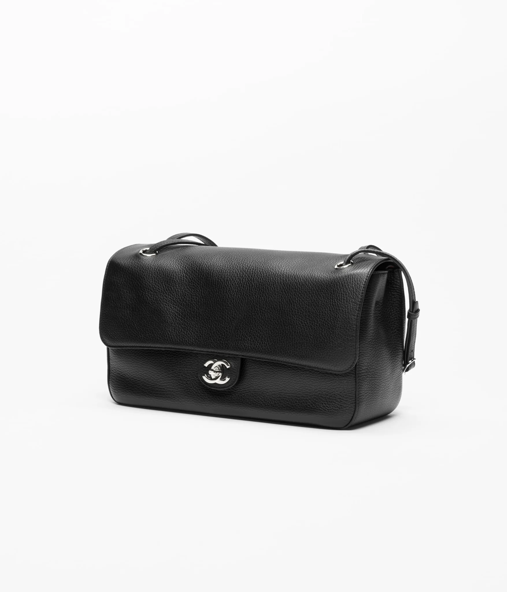 Chanel Maxi Flap Bag in grained calfskin with silver-tone metal hardware