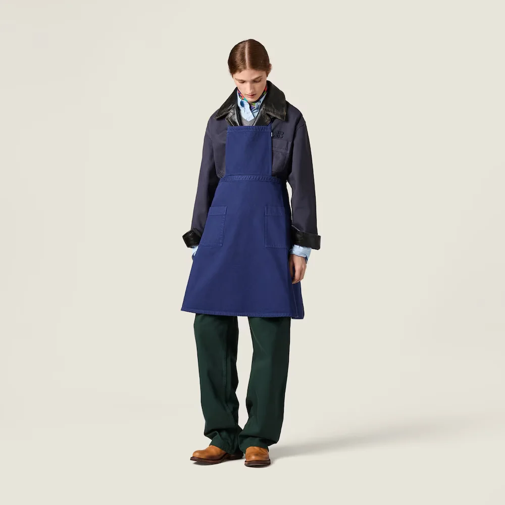 ผ้ากันเปื้อน Miu Miu Gabardine Apron สีเขียวย้อมวินเทจ