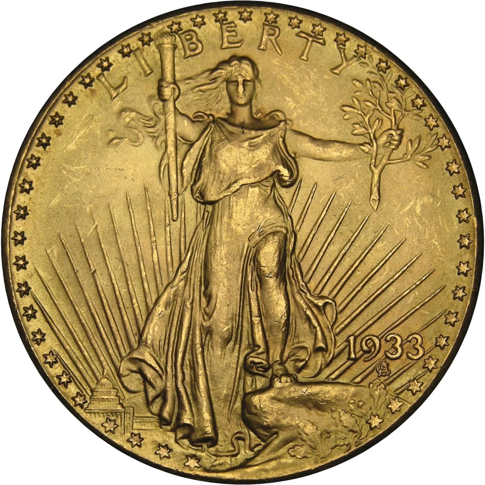 Historical gold coin 1933 Saint-Gaudens