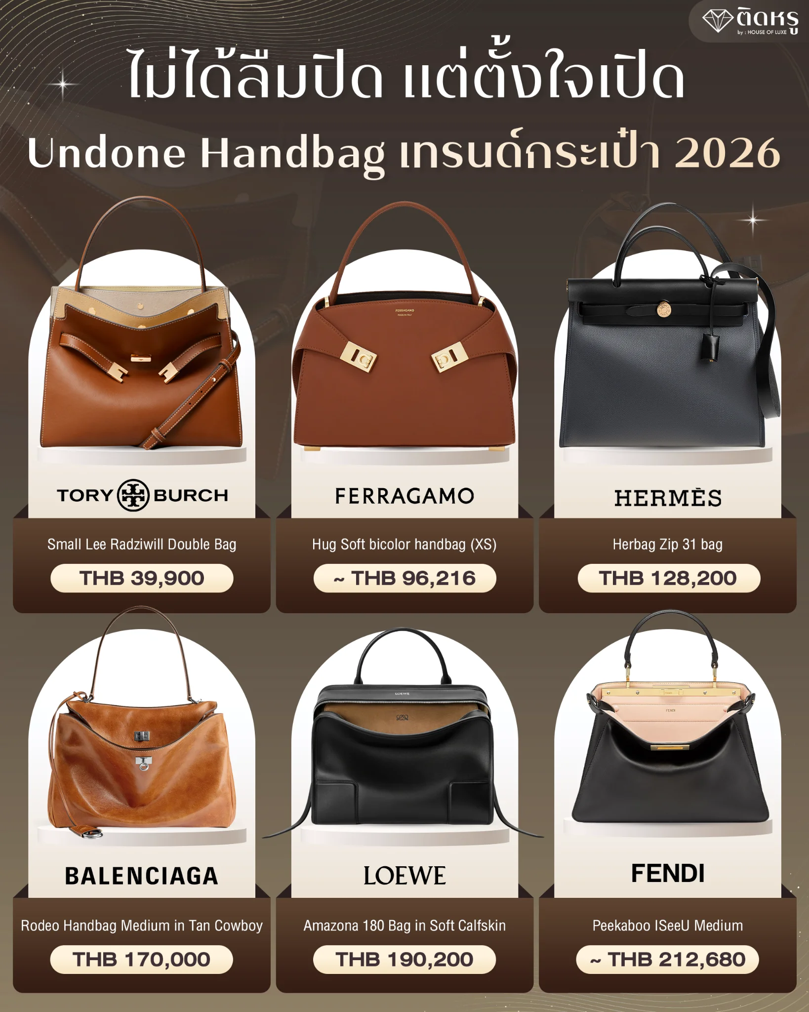 คอลเลกชัน เทรนด์กระเป๋า 2026 Undone Handbag ดีไซน์ตั้งใจเปิดฝารูปแบบต่างๆ